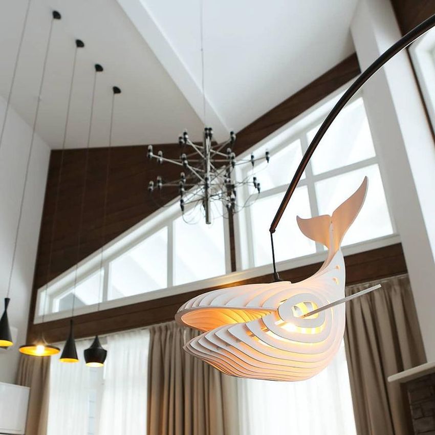 Wooden Whale Lamp  