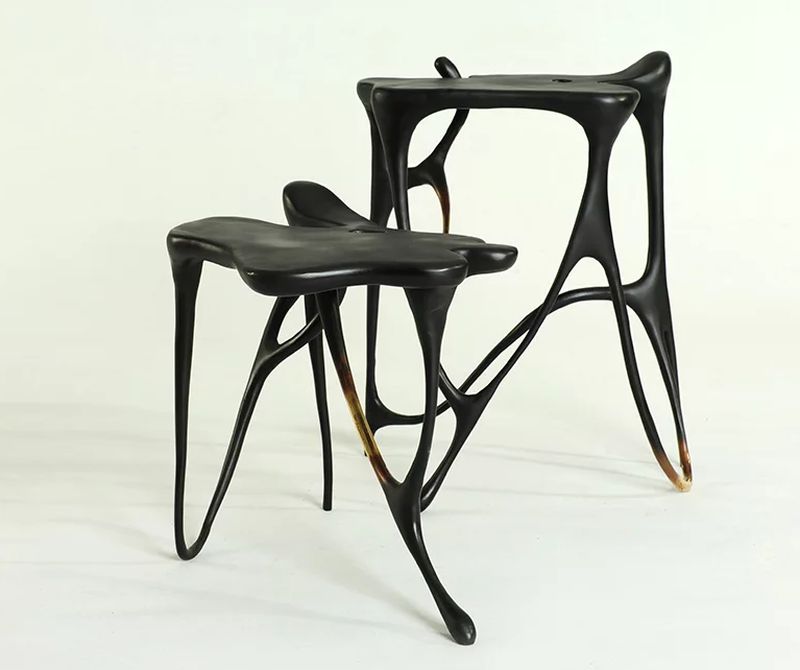 Ink Calligraphy Furniture Mirrors Continuous Flow of Chinese Calligraphic Inscriptions