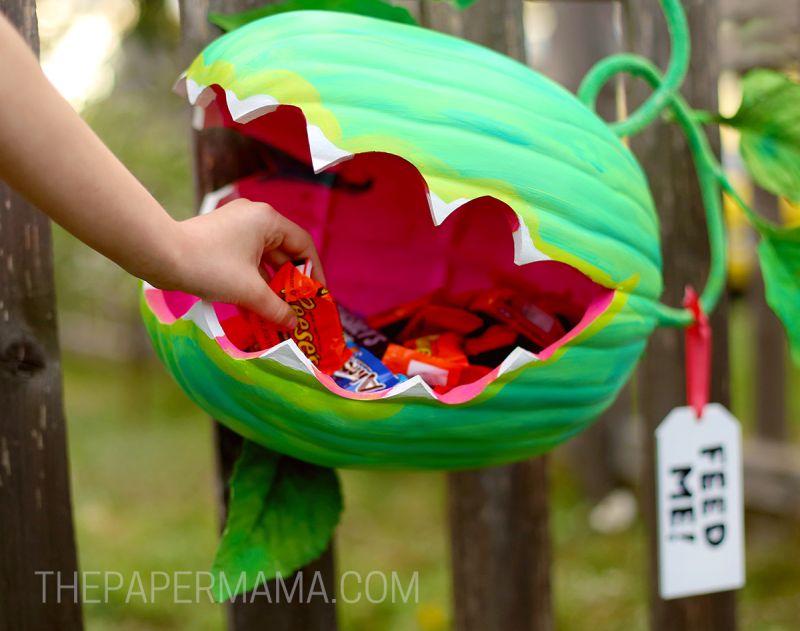 Venus Fly Trap Pumpkin Candy Holder to Hand out Candies this Halloween