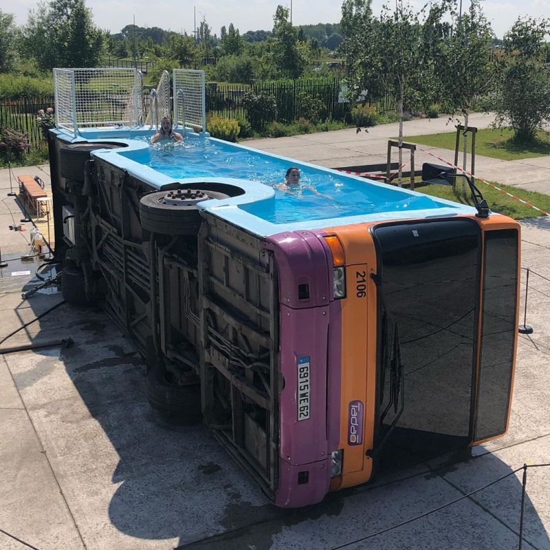 Benedetto Bufalino Turns Retired City Bus into Swimming Pool 