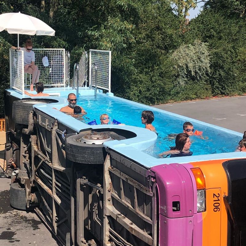 Benedetto Bufalino Turns Retired City Bus into Swimming Pool 