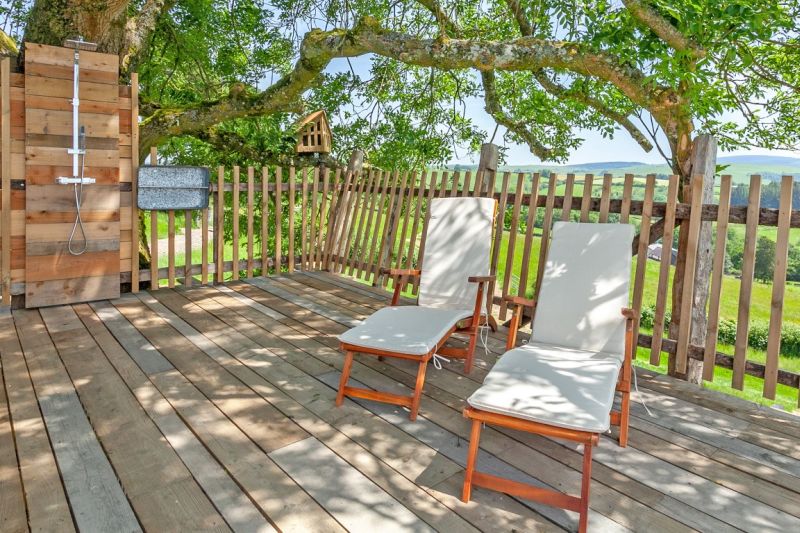 Cadwollen’s Treehouse is one of the vacation rentals available at the Squirrel's Nest Treehouse retreat located on a working family farm in Powys, Mid Wales, UK. 