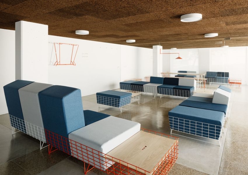 Custom Furniture Collection With Metal Rods And Colorful Cushions