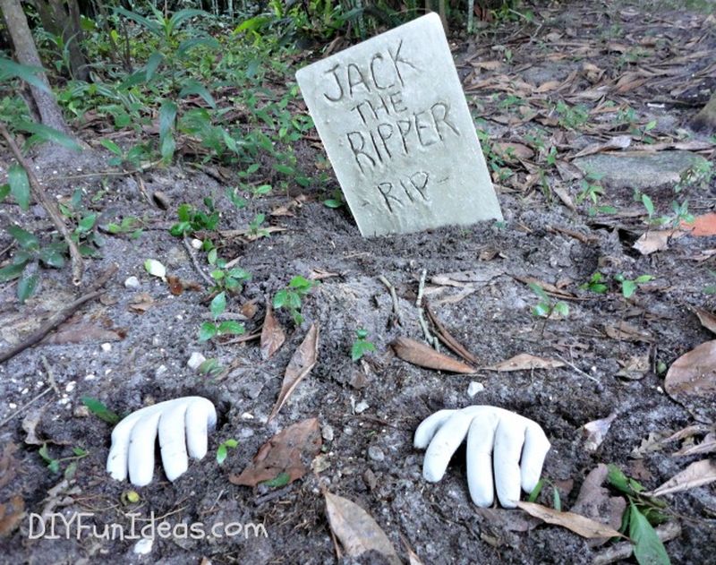 Concrete tombstones and hands