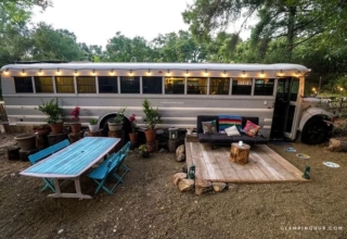 Converted School Bus Provides Amazing Glamping Experience in California