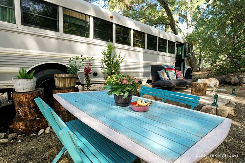 Converted School Bus Provides Amazing Glamping Experience in California