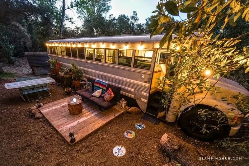 Converted School Bus Provides Amazing Glamping Experience in California