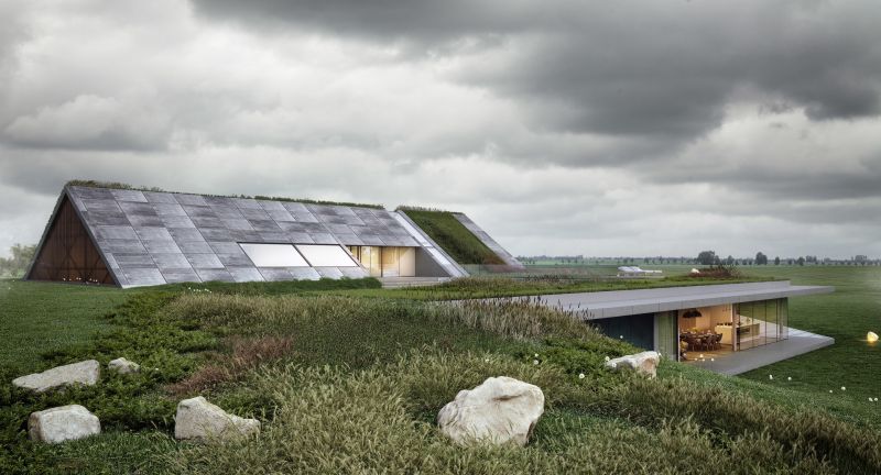 This Green-Roofed House in Warmia, Poland Blends into Surroundings 