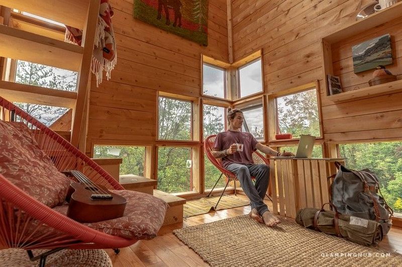 This Tiny House Rental in Ontario Looks Like a Vertically Placed Shipping Container 