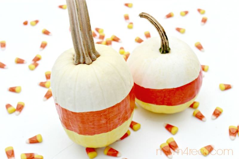 Candy corn painted pumpkin