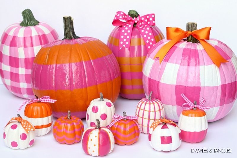 Gingham painted pumpkin