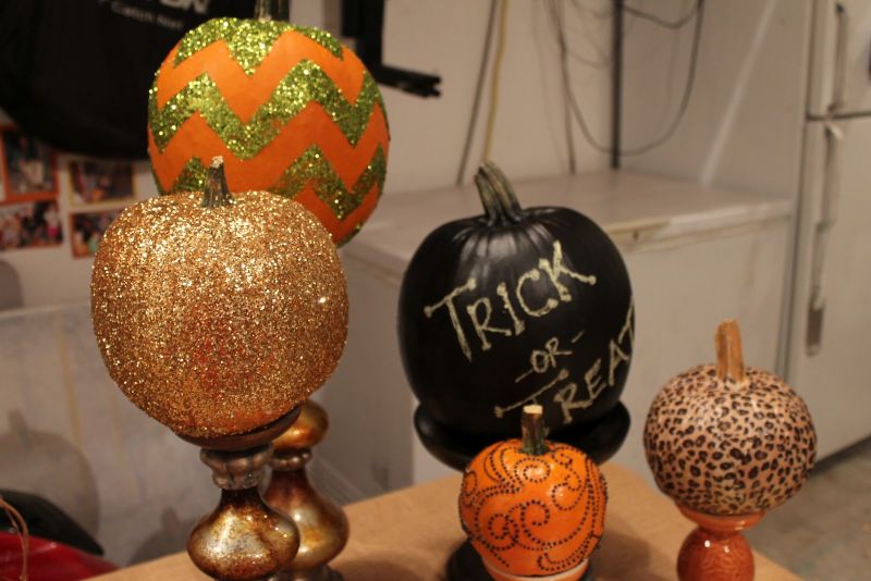 Glittered chevron pumpkin