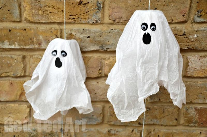 Hanging paper cup ghosts