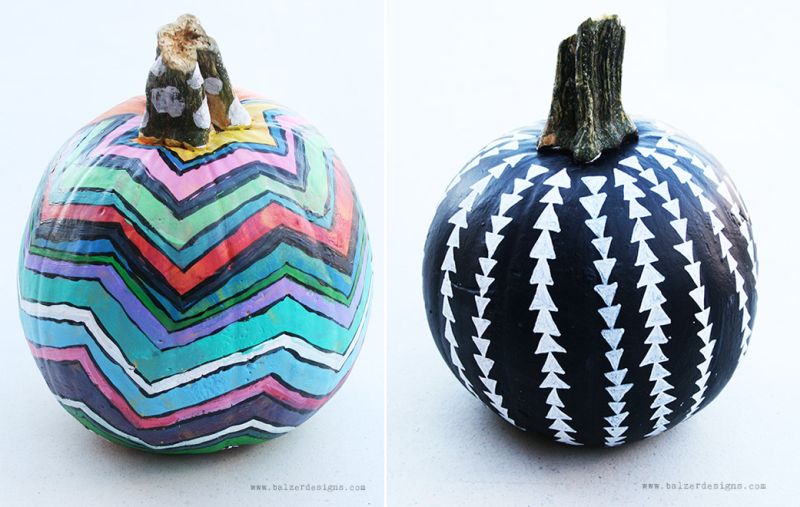 Patterned painted pumpkin