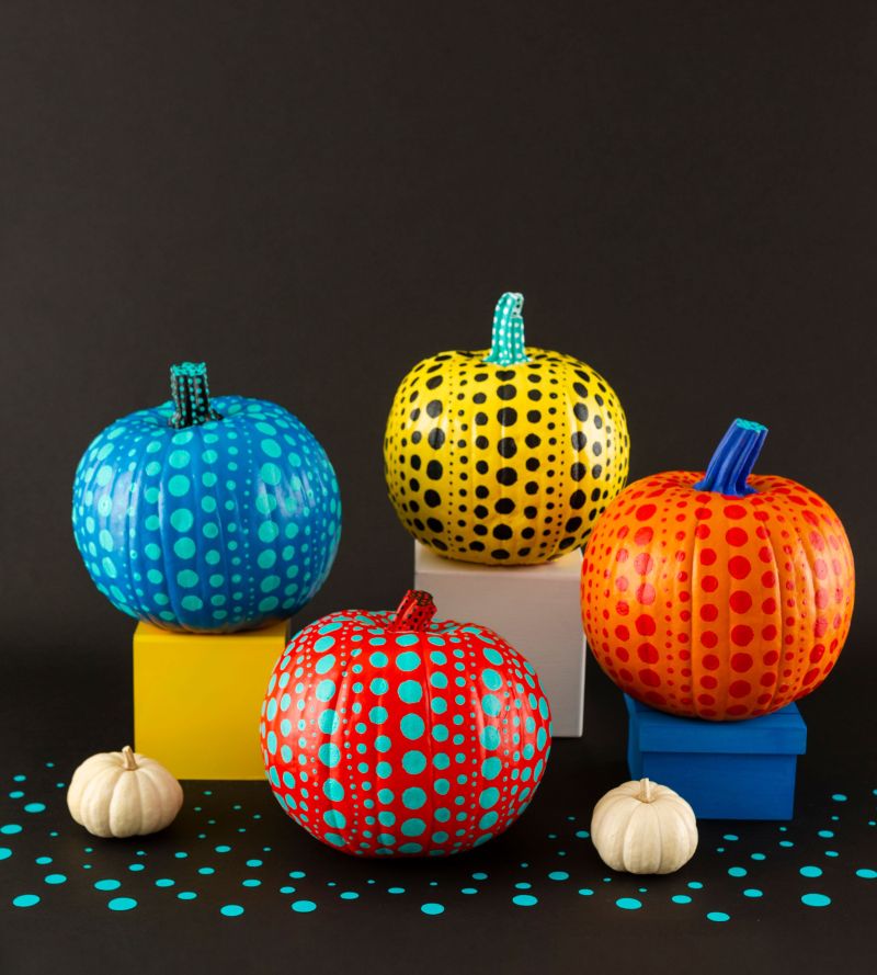 Polka Dot painted pumpkins 