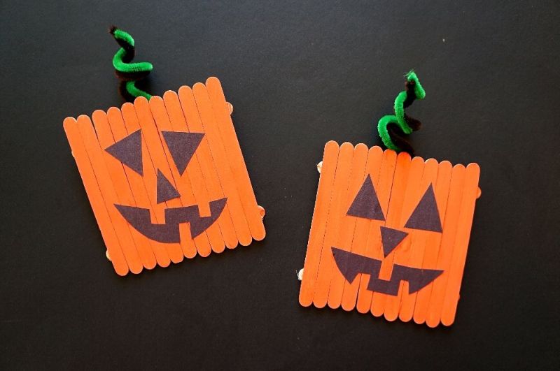 Popsicle stick pumpkins