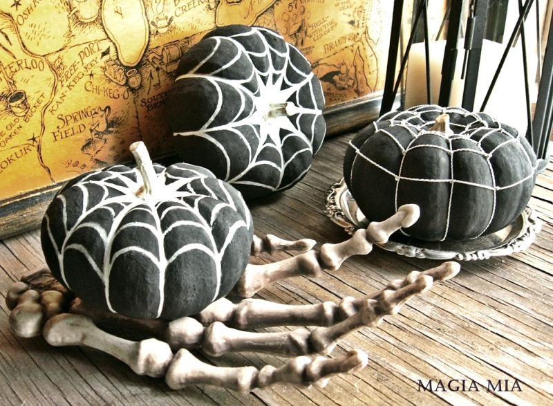 Spider web painted pumpkin 