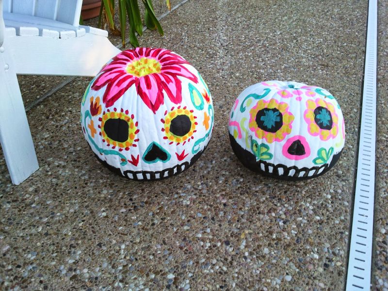 Sugar skull painted pumpkin