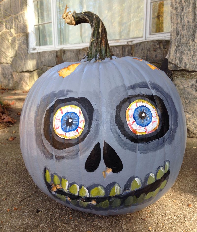 Zombie pumpkin painting