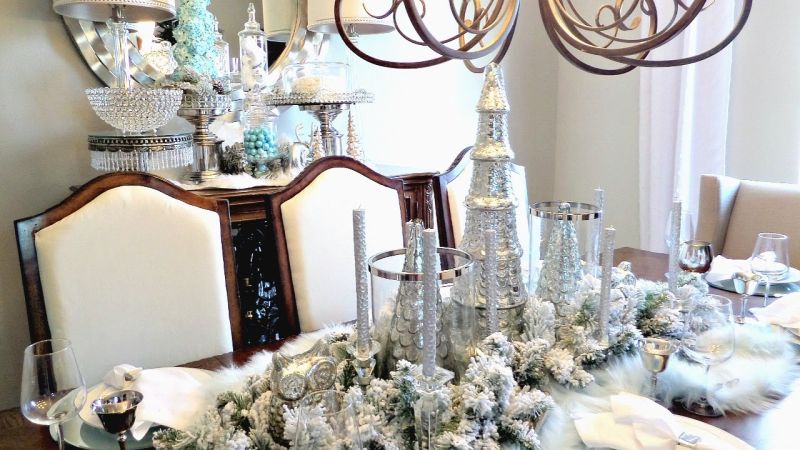 Winter Wonderland Christmas Tablescape with metallics 