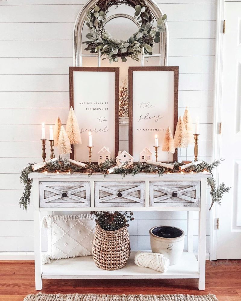 bottlebrush Christmas trees for Entryway Decor