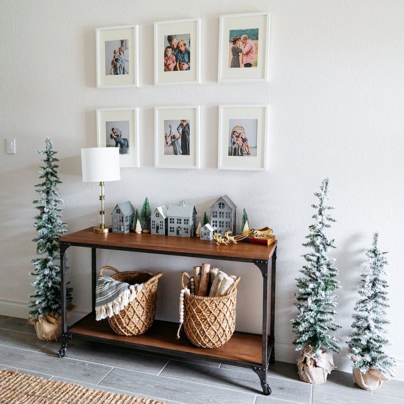 photo frames on the entryway wall