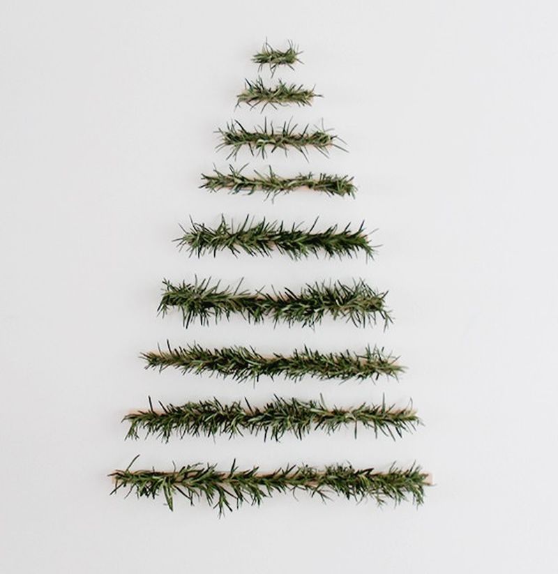 stick tree branches on wall for Christmas decor   
