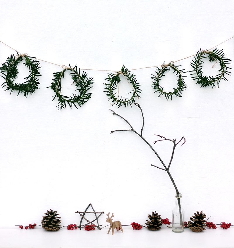small wreath garland on the wall 