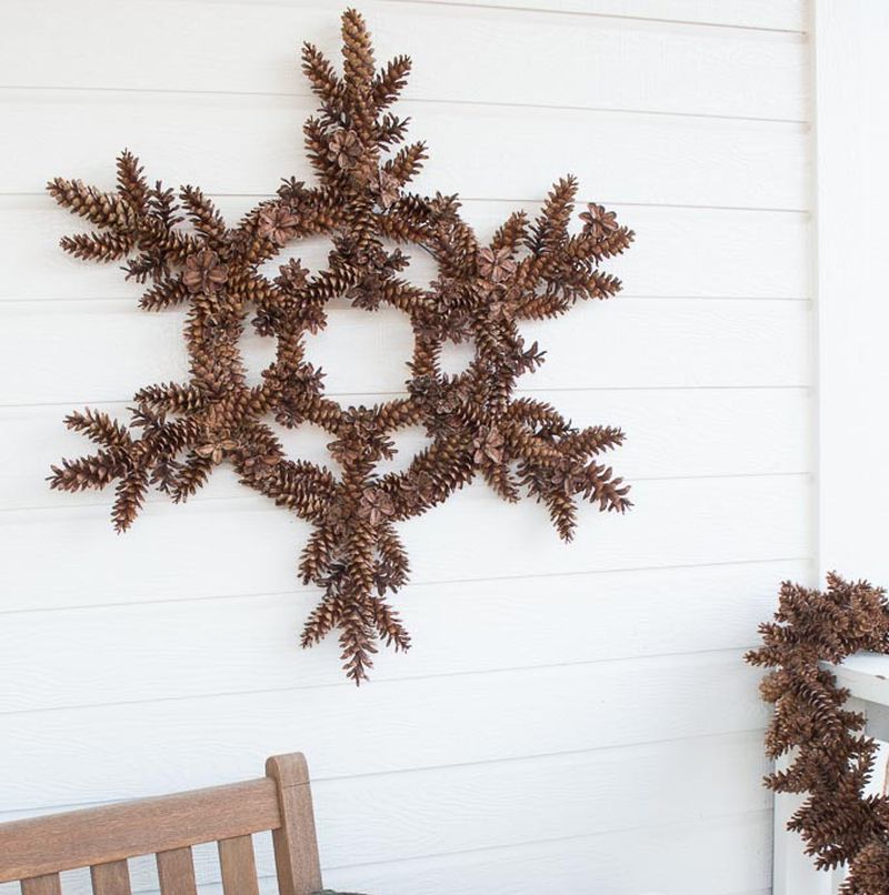 pine cones wreath for Christmas wall decor  