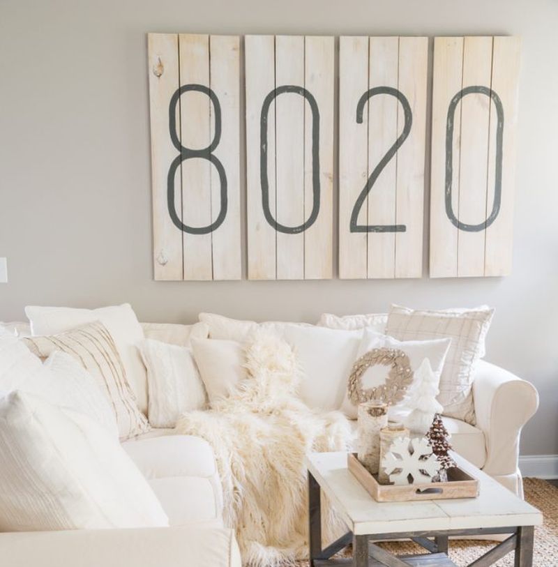 wooden planks with numbers on the wall