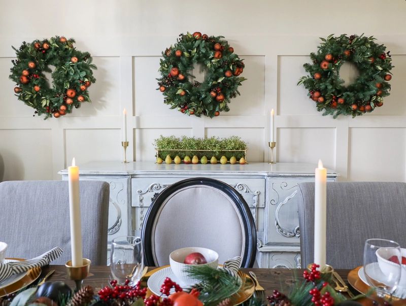 Christmas wreaths on the wall  