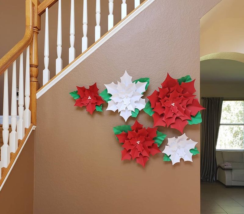 paper flowers for Christmas Wall Decoration 