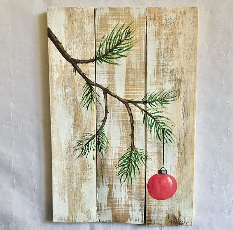 painted Christmas Wall Decoration on wood 