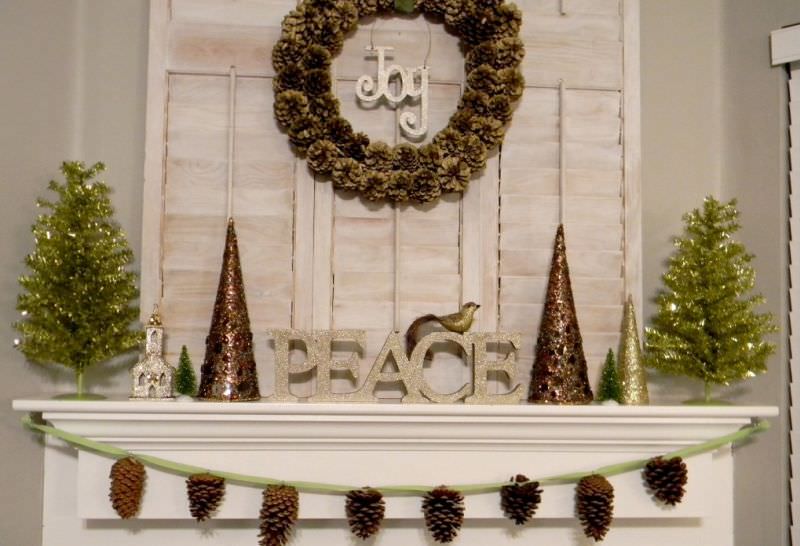 pinecone garland for Christmas fireplace mantel Decoration 