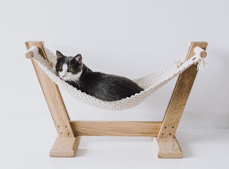 Handmade Eco-Friendly Macramé Cat Hammock Suitable for All Small Pets