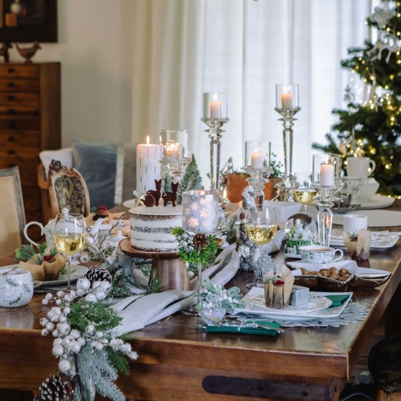 glass elements for Christmas tablescape 