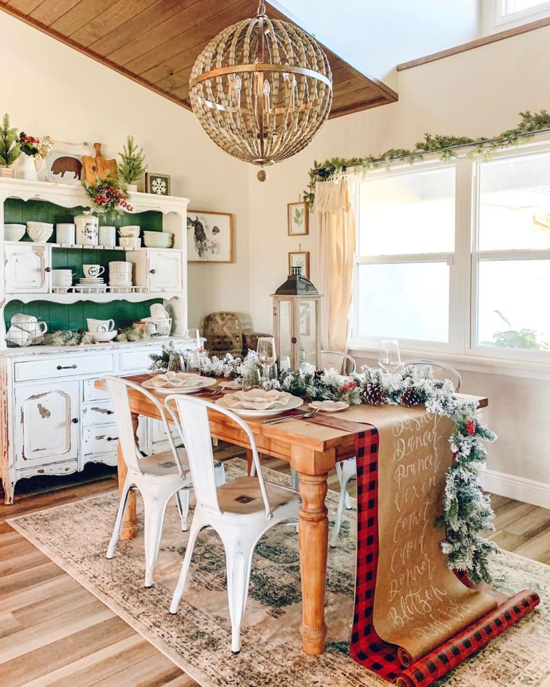 unique tablecloth for Christmas tablescape 