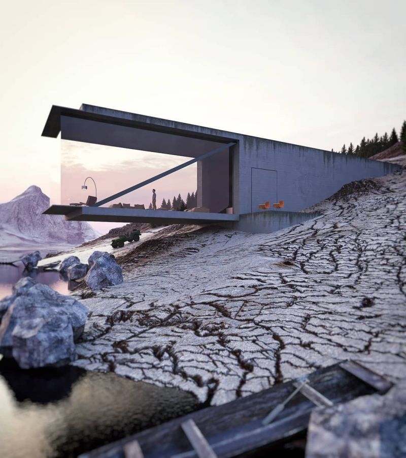 Reza Mohtashami Visualizes Sea-Facing Home with Cantilevered Living Room