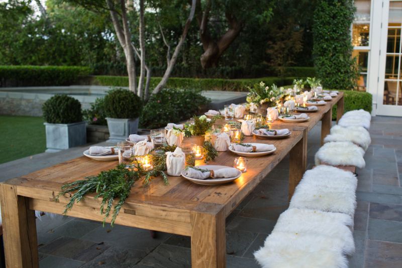 Thanksgiving tablescape with rosemary and floral elements