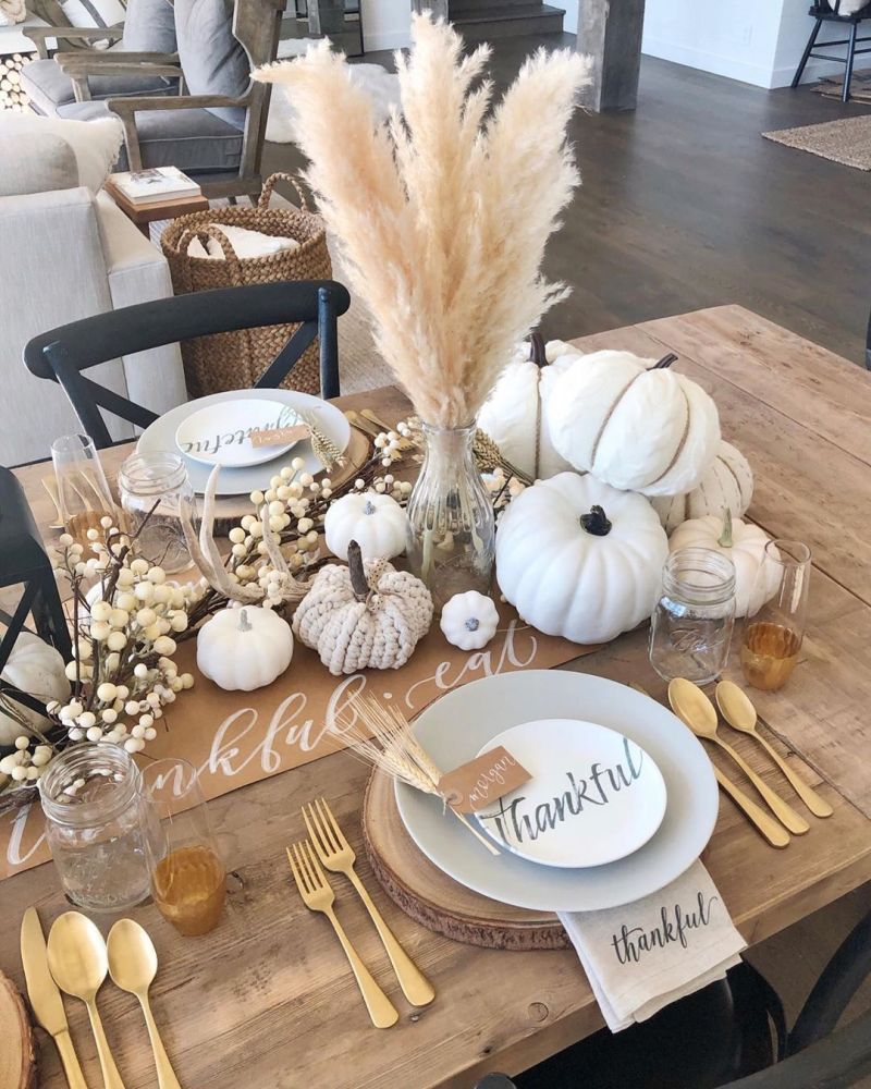 Thanksgiving Tablescape in white color 