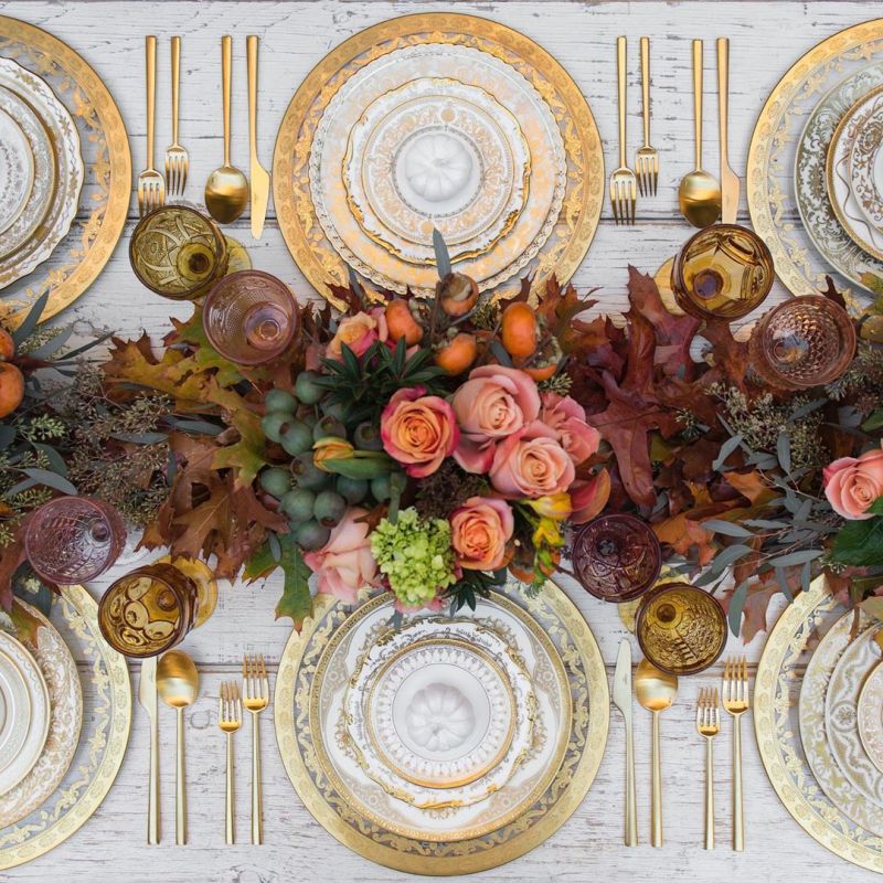 Thanksgiving Tablescape with roses 