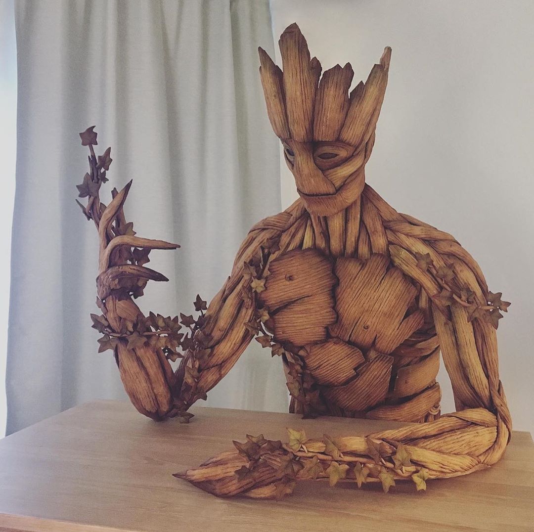 Caroline Eriksson Creates Groot Sculpture out of Gingerbread