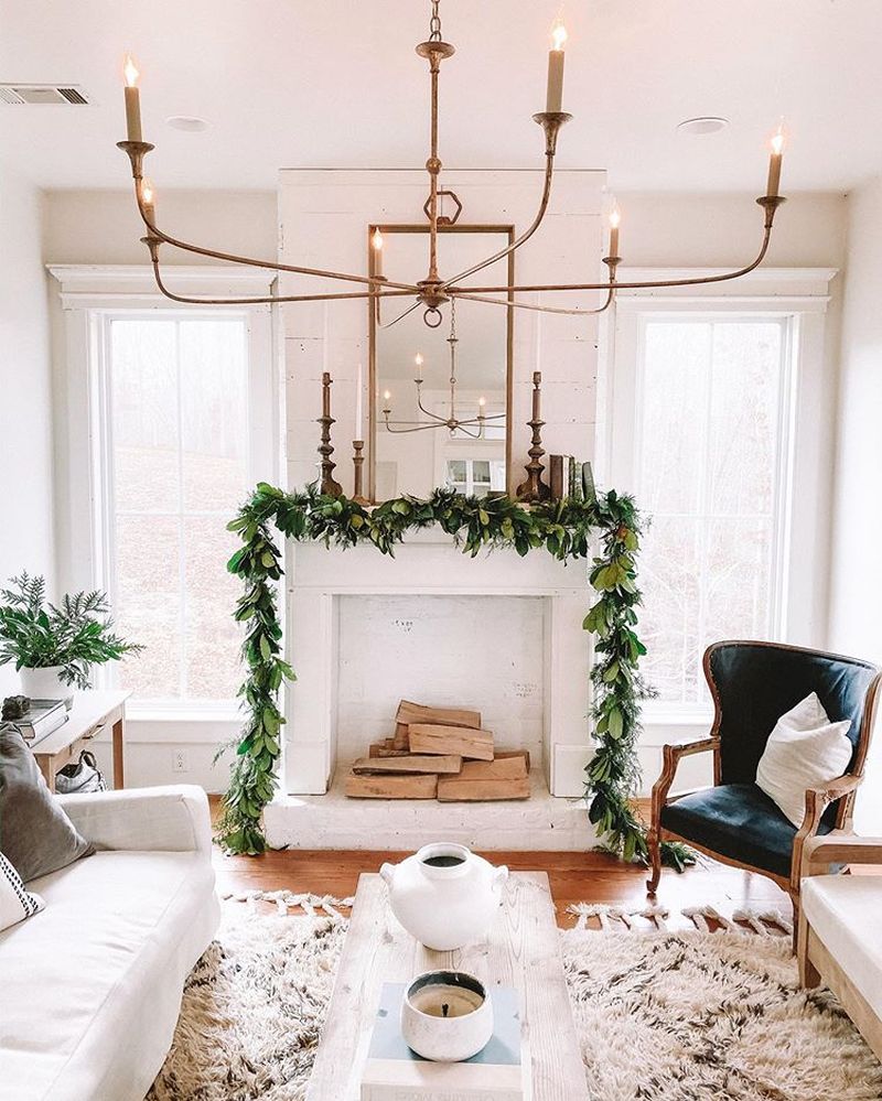 wooden candle holders on Fireplace Mantel 