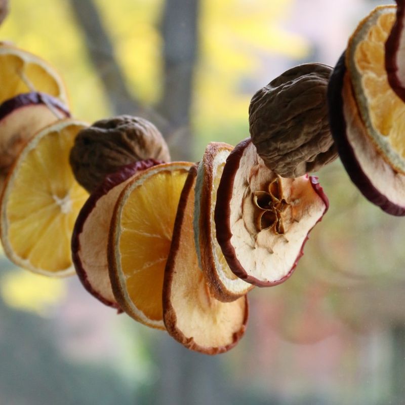 Christmas garland from dried fruits