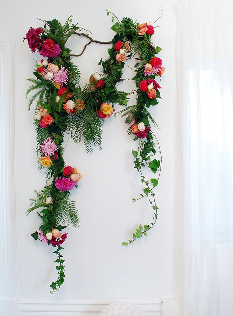 Christmas garland made from flowers and foliage 