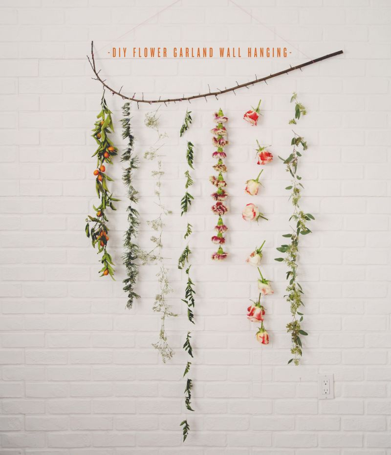 Wall hanging Christmas garland made of flowers