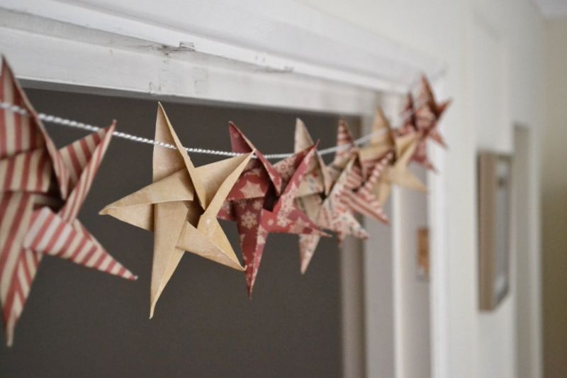 DIY Paper Star Christmas garland