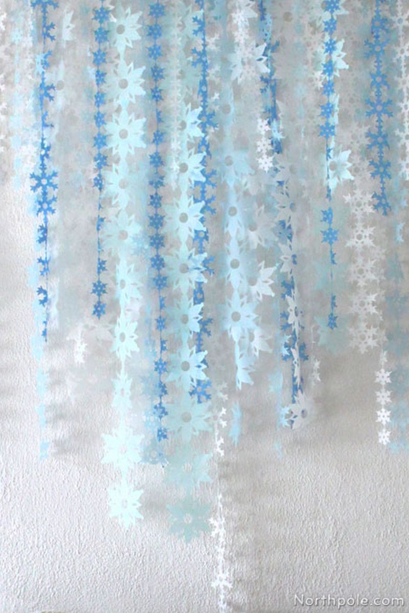 DIY tissue paper snowflake Christmas garland