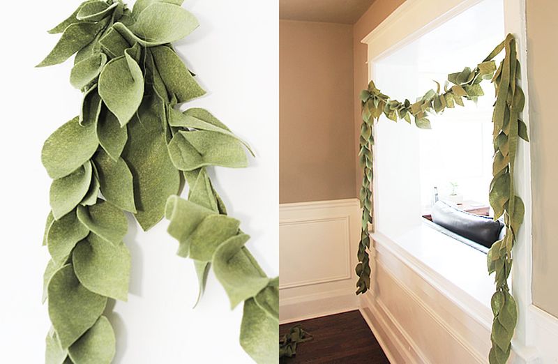 Felt leaf christmas garland