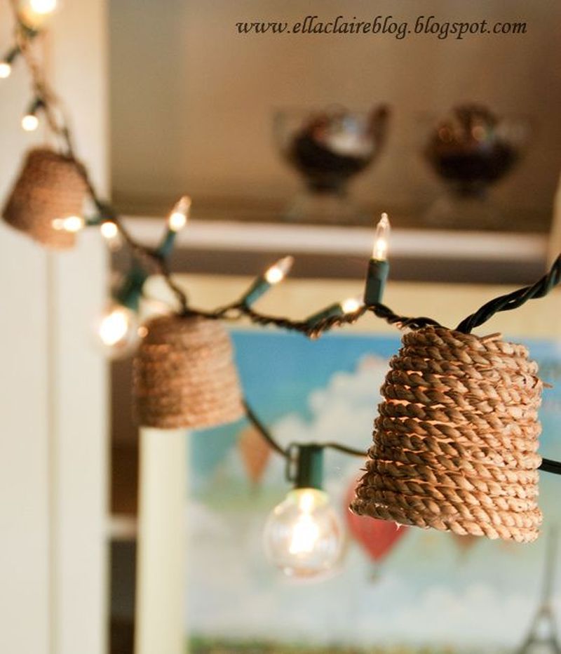 Jute lined paper cup DIY Christmas garland